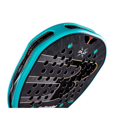 Raquette de padel Bullpadel XPLO 02 2027 turquoise et noire, vue détaillée