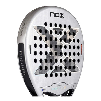 Détail du cadre et du tamis de la raquette Nox Genius 12K Alum Xtrem 2027