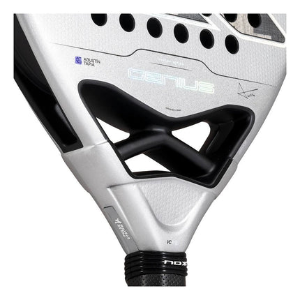 Détail du pont et du cadre de la raquette Nox Genius Attack 12K Alum Xtrem 2027